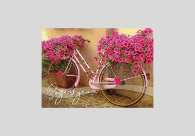 Faltkarte-Fahrrad-Blumen-Frontansicht